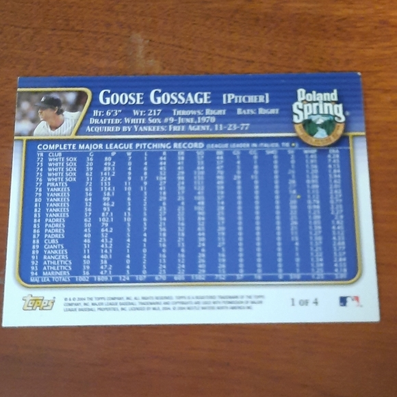 2004 Topps Poland Spring Water PROMO Baseball Card - Picture 2 of 2